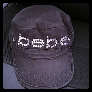 “BEBE” black hat with Swarovski crystals